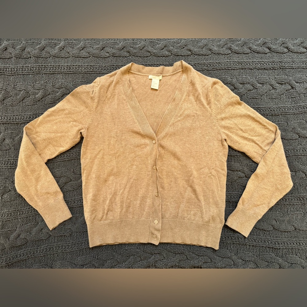 H&M Light Brown/Beige Women's Basic Cardigan Sweater (Small)